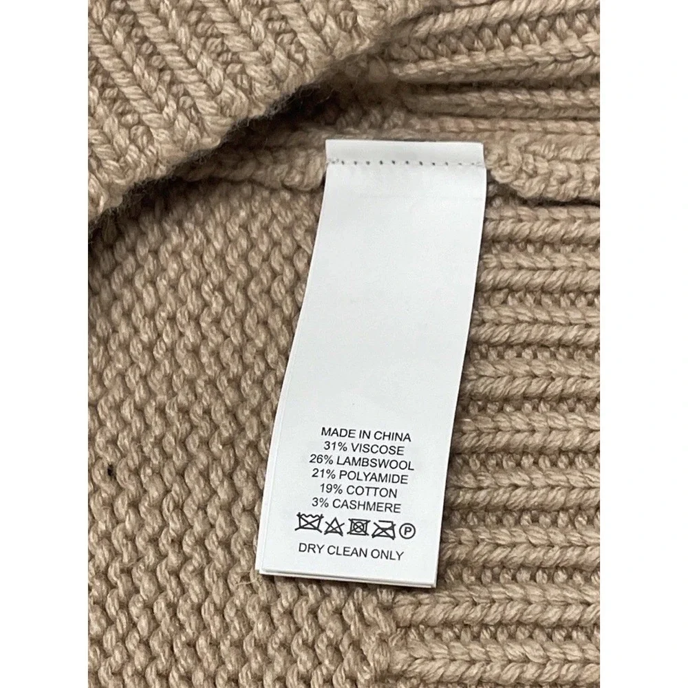 Kate Spade floral appliqué Beige short‎ sleeve Cashmere Wool Blend Sweater M NEW